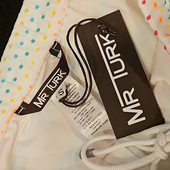 MR TURK Sorrento Swim Trunk ~ White Dotted Stripe Swim Knit Small S NWT - Picture 10 of 12